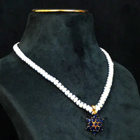 Blue Sapphire Pearl set Necklace / Mala
