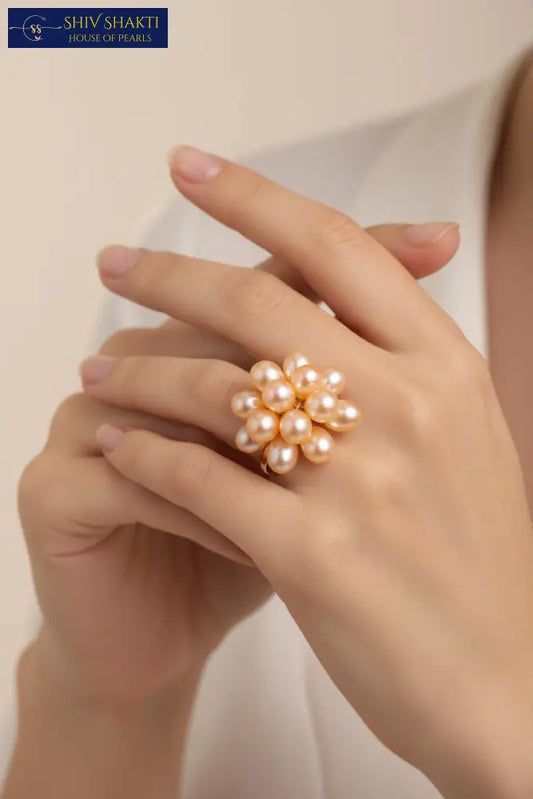 Bunch Peach Pearl Ring