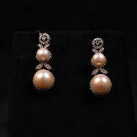 Button Pearl With CZ Stone Necklace / Mala