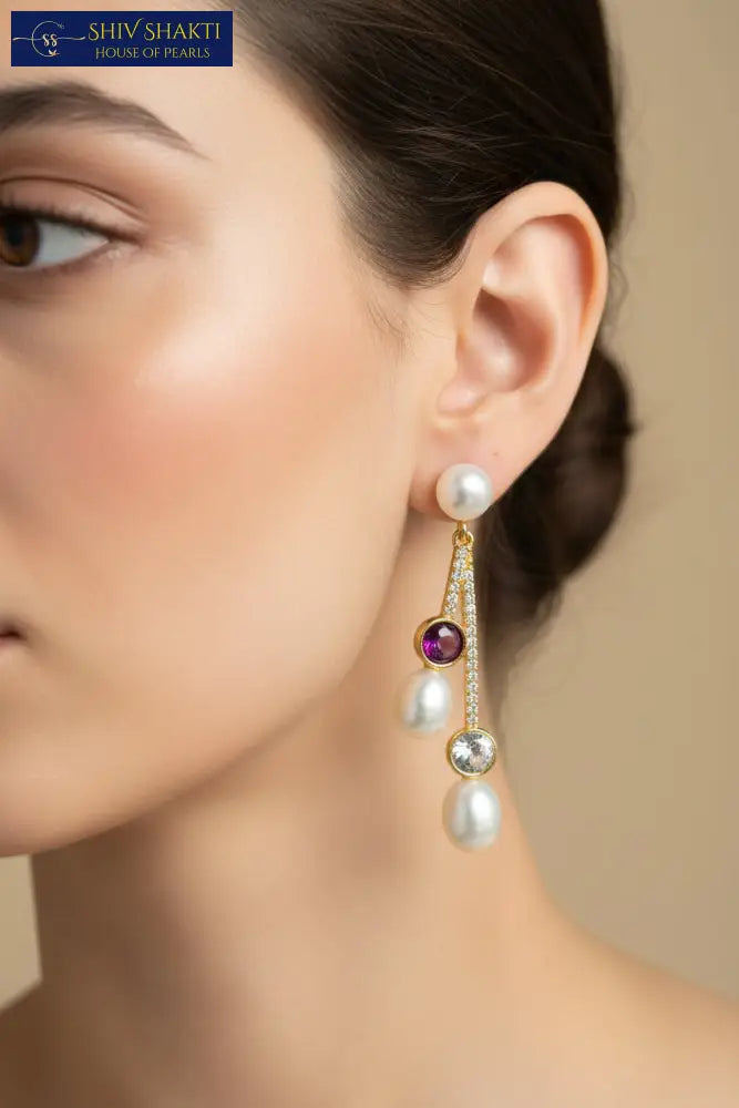 Chandelier Earring With Pearl Drop Pearl Earrings