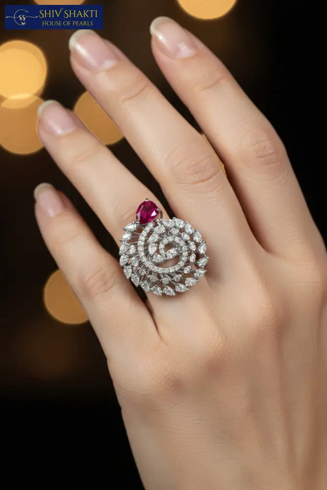Cocktail Ring with Stone Silver Jewellery