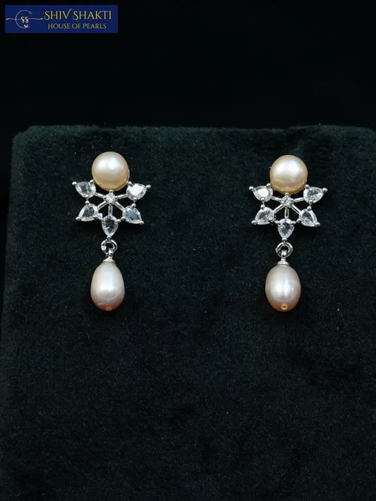 Crystal Pearl Drop Pearl Earrings