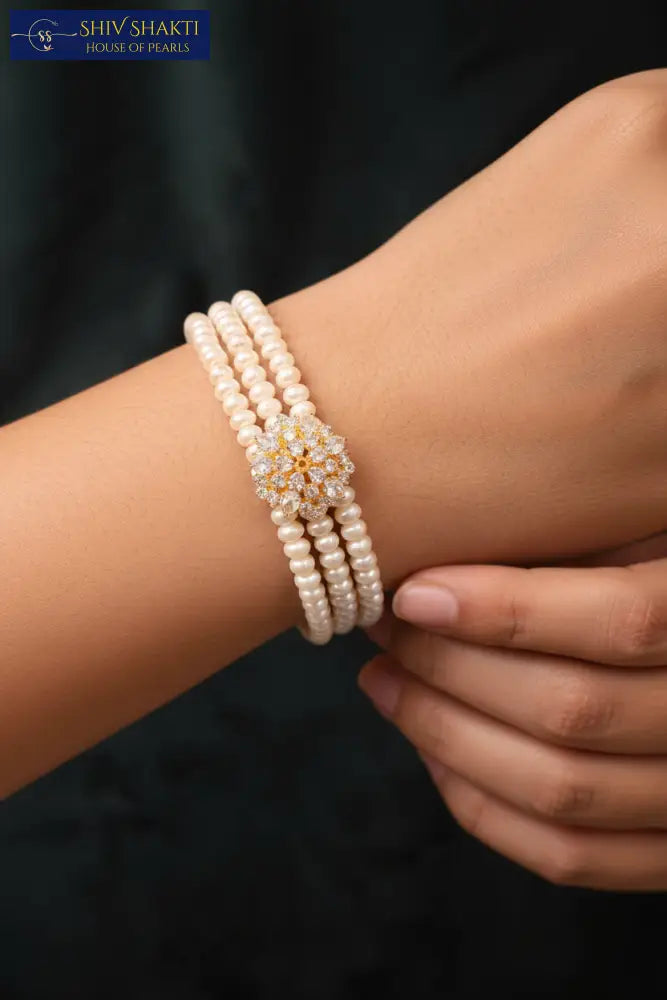CZ Flower pearl Beauty Pearl Bangles