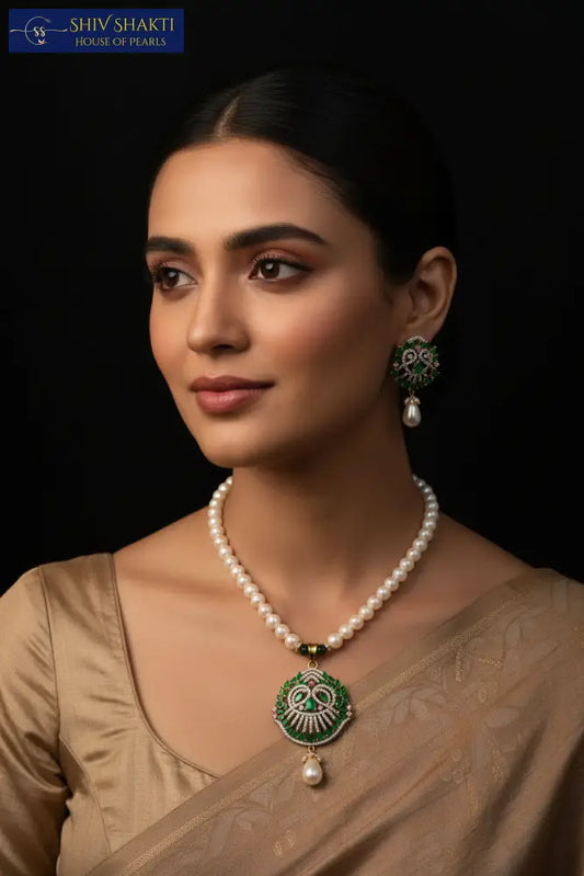 CZ Round Pearl Necklace Necklace / Mala