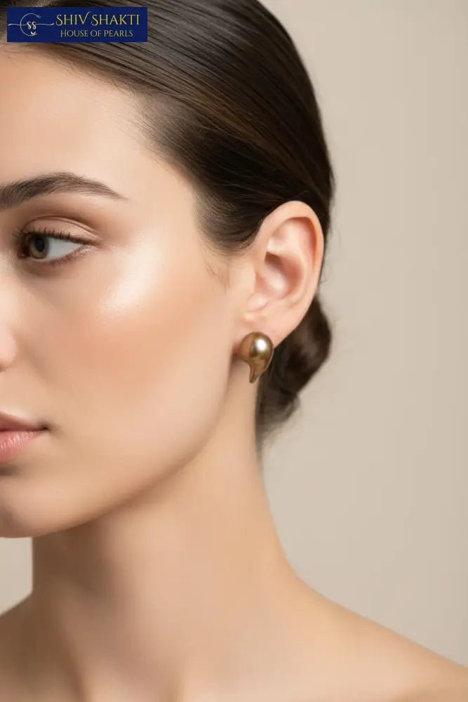 Dark Gold Baroque Pearl Stud Pearl Studs