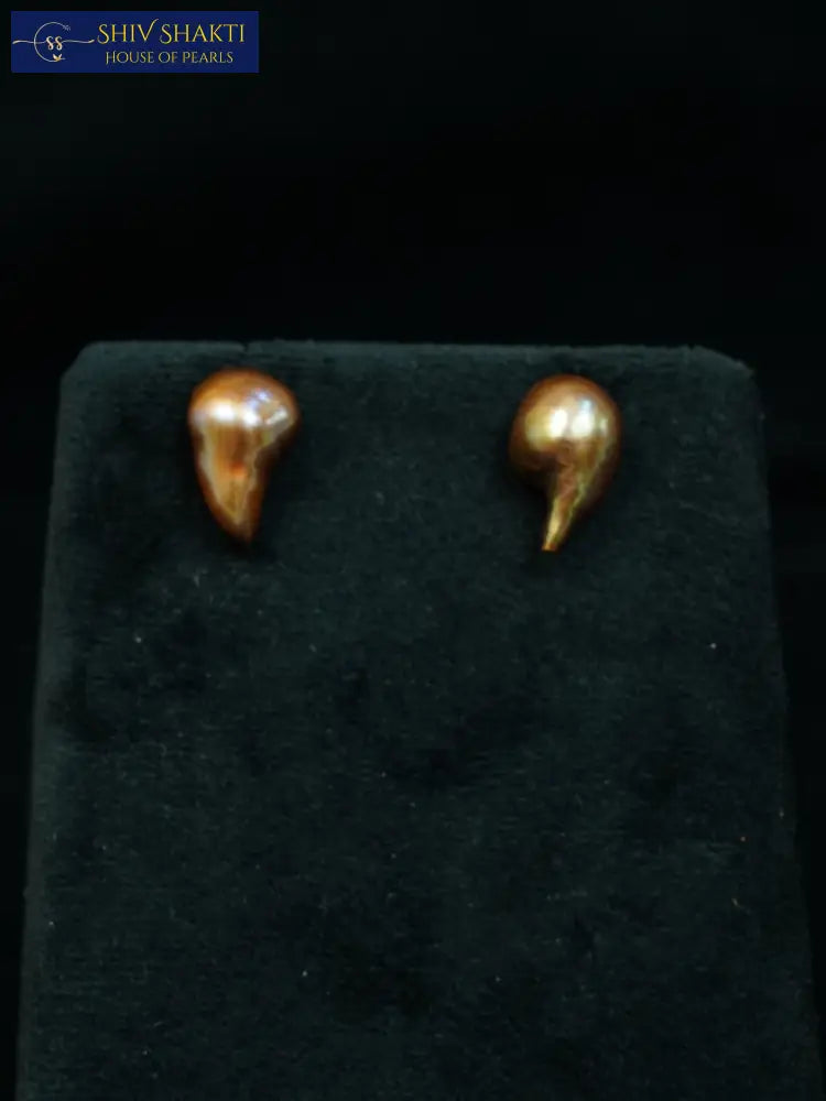 Dark Gold Baroque Pearl Stud Pearl Studs