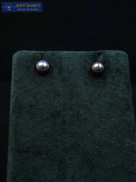 Dark Gray Stud Pearl Studs
