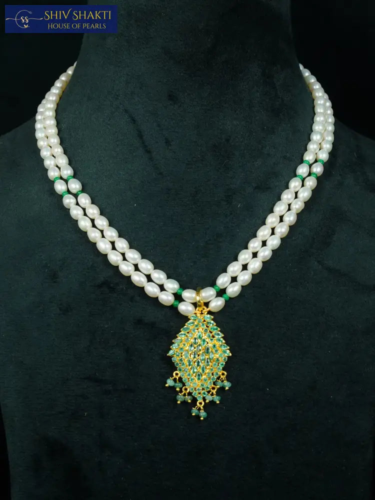 Diamond classic Pearl pendant Pearl Necklace / Mala