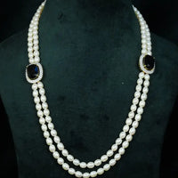 Double Line Pearl Brooch