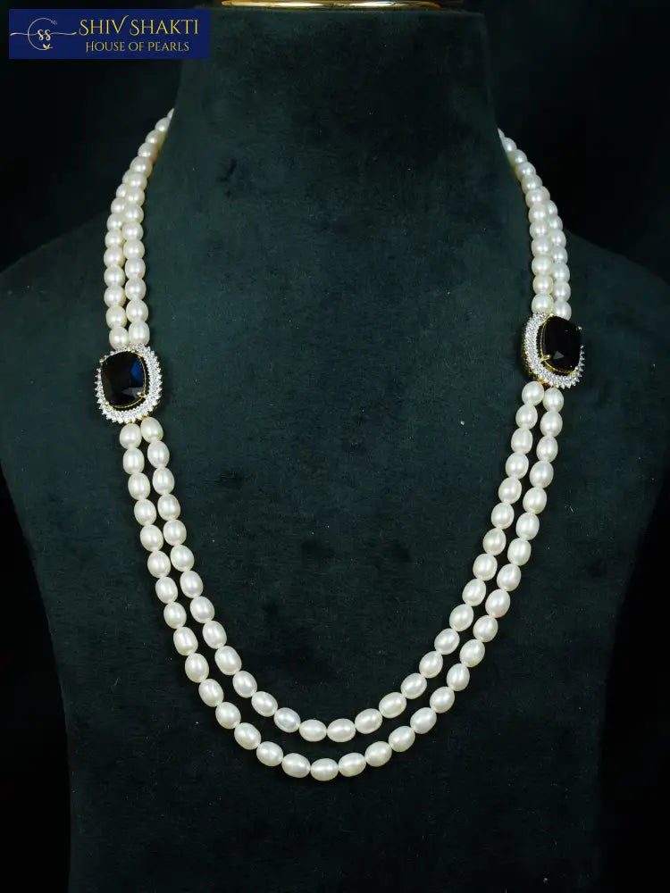 Double Line Pearl Brooch