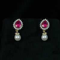 Drop Ruby Pearl Necklace Pearl Necklace / Mala