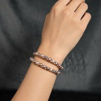Elegant Button Pearl Bangle - Crystal Accent Design Pearl Bangles