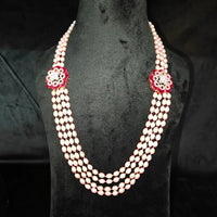 Elegant flower Brooch Pearl Necklace Set Necklace / Mala