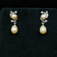 Elegant Golden Pearl Drop Pearl Earrings