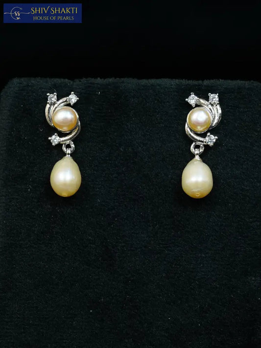 Elegant Golden Pearl Drop Pearl Earrings