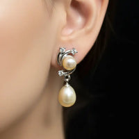 Elegant Golden Pearl Drop Pearl Earrings