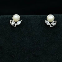 Elegant Leaf Pearl Stud Pearl Studs