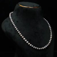 Elegant Single line Grey Pearl 16-17 Inches / 3-4 mm Necklace / Mala