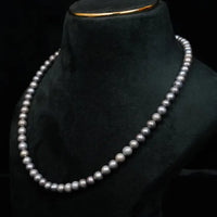 Elegant Single line Grey Pearl 16-17 Inches / 3-4 mm Necklace / Mala