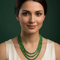 Emerald Double Line Necklace Gemstones
