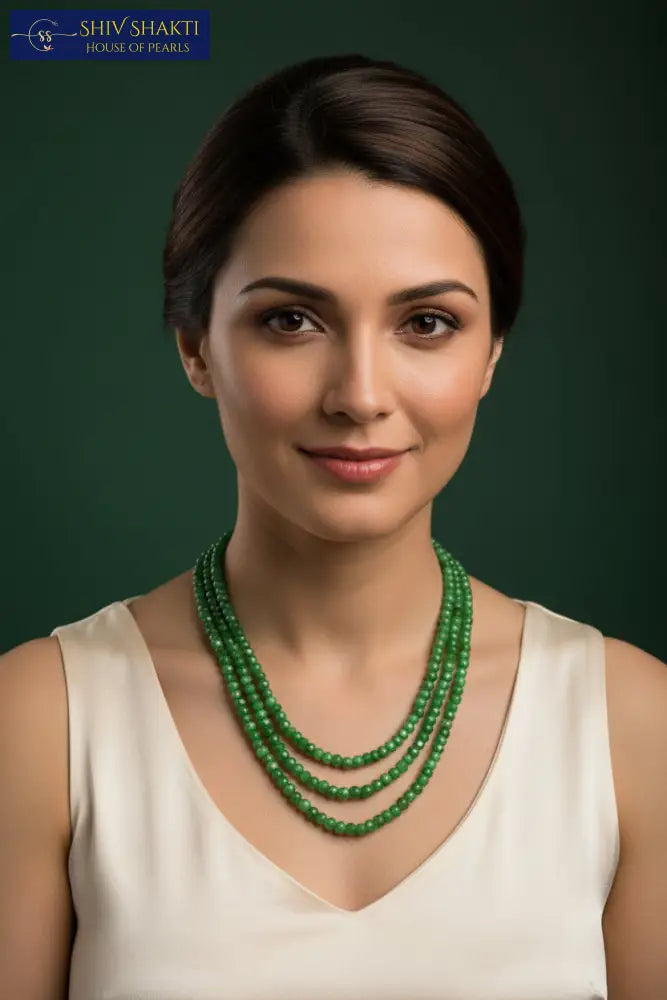 Emerald Double Line Necklace Gemstones