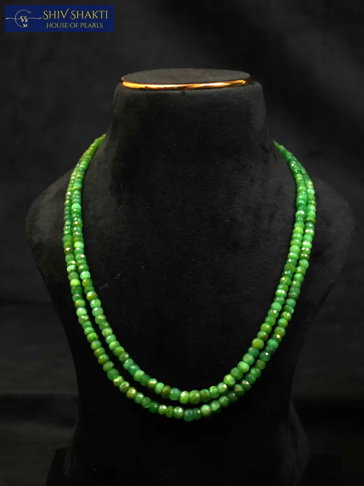 Emerald Double Line Necklace Gemstones