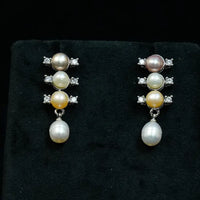 gemstone drop earrings Pearl Earrings