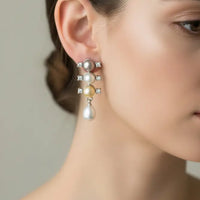 gemstone drop earrings Pearl Earrings