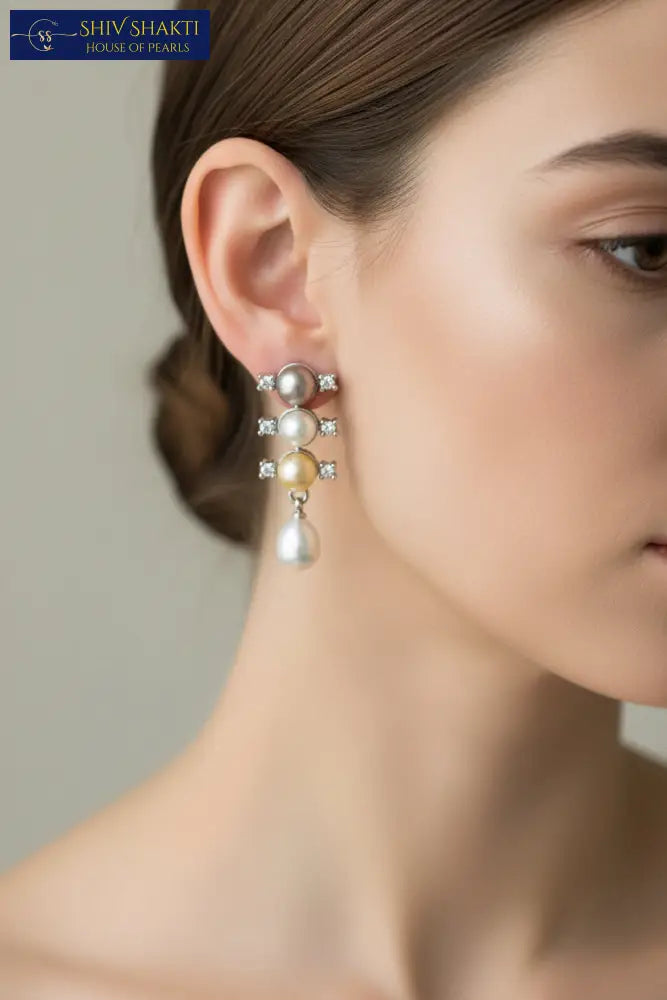 gemstone drop earrings Pearl Earrings