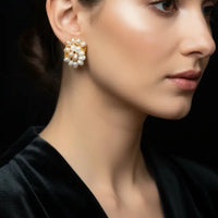 gold tone pearl earrings Pearl Studs