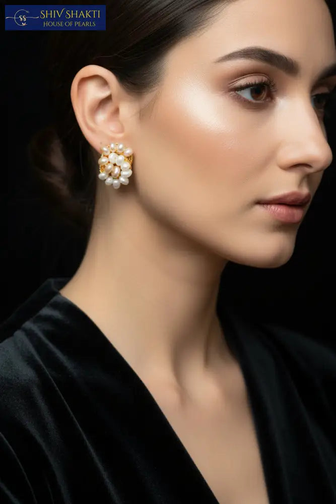 gold tone pearl earrings Pearl Studs
