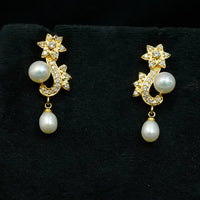Golden Floral Pearl Drop Earring Pearl Earrings