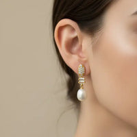 Golden Leaf Pearl Earring Pearl Earrings