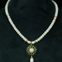 Green Onyx Necklace Pearl Necklace / Mala