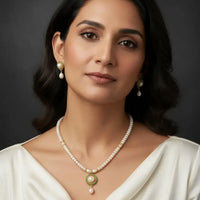 Green Onyx Pearl Necklace Necklace / Mala