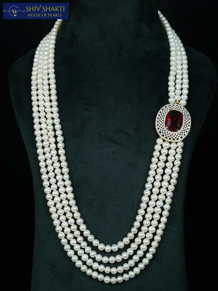 Ivory Ruby Pearl Set