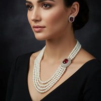 Ivory Ruby Pearl Set