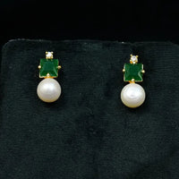 Jade Stud Pearl Drop Pearl Studs