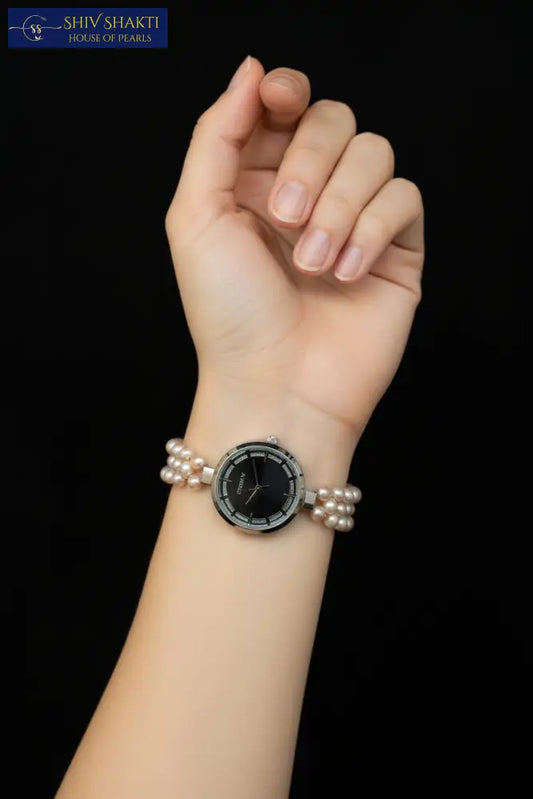 Jali Black Dial Pink Pearl