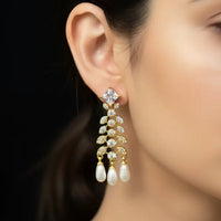 Kundan Earrings With Pearl Drops Pearl Earrings
