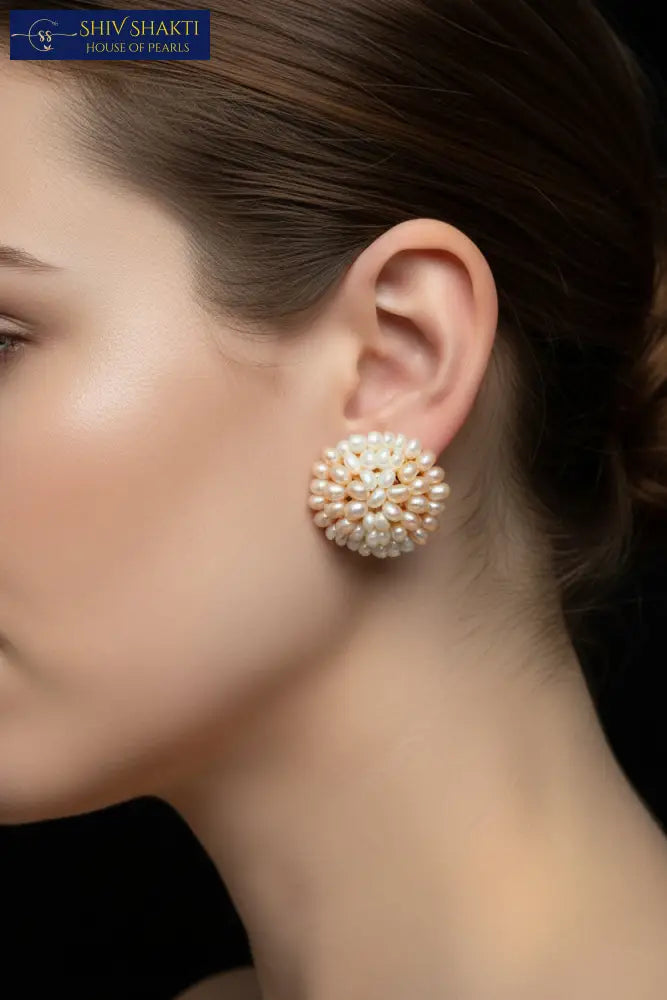 Moti Cluster Studs Pearl Earrings