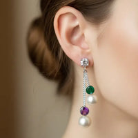multi stone chandelier drop earings Pearl Earrings