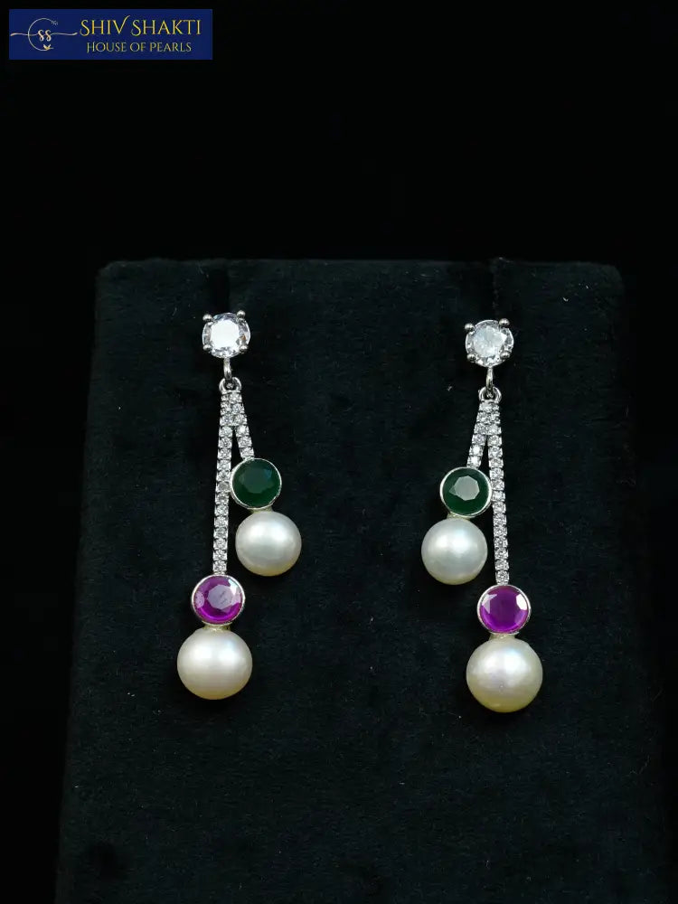 multi stone chandelier drop earings Pearl Earrings