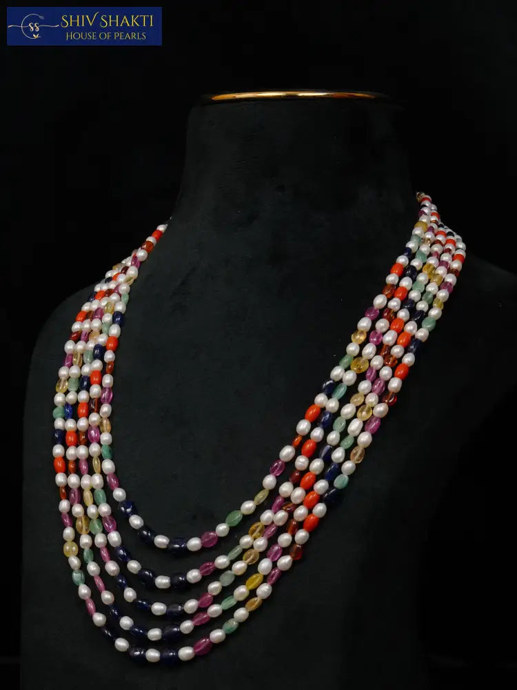 Navratna Necklace 5 lines Necklace / Mala