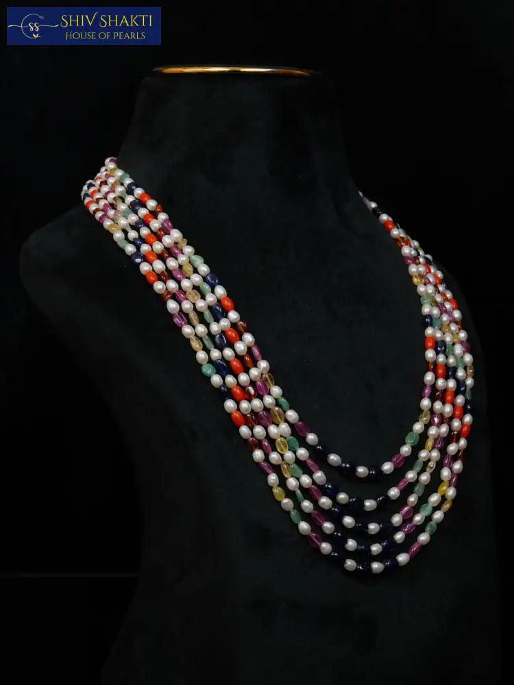 Navratna Necklace 5 lines Necklace / Mala