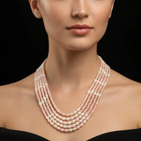 Oval and Flat Pearl Necklace 3-4mm / Pearl / Pearl Layers Necklace / Mala