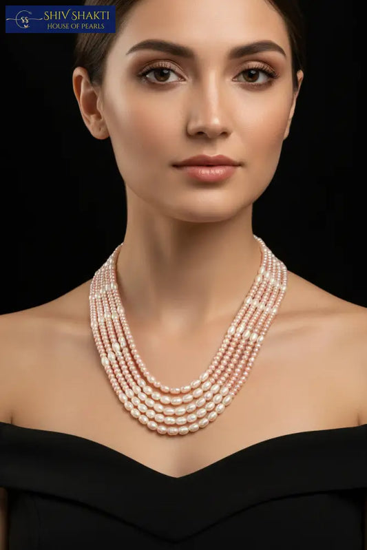 Oval and Flat Pearl Necklace 3-4mm / Pearl / Pearl Layers Necklace / Mala