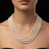 Oval and flat Pearl Necklace Necklace / Mala