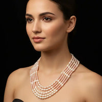 Oval and Flat Pearl Necklace Necklace / Mala