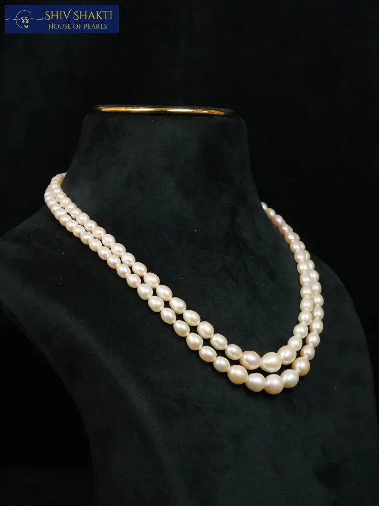 Oval Pearl 2 Line AAA Necklace / Mala